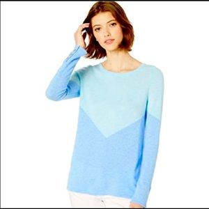 Lilly Pulitzer Brigitte Two Tone Cashmere Sweater Blue